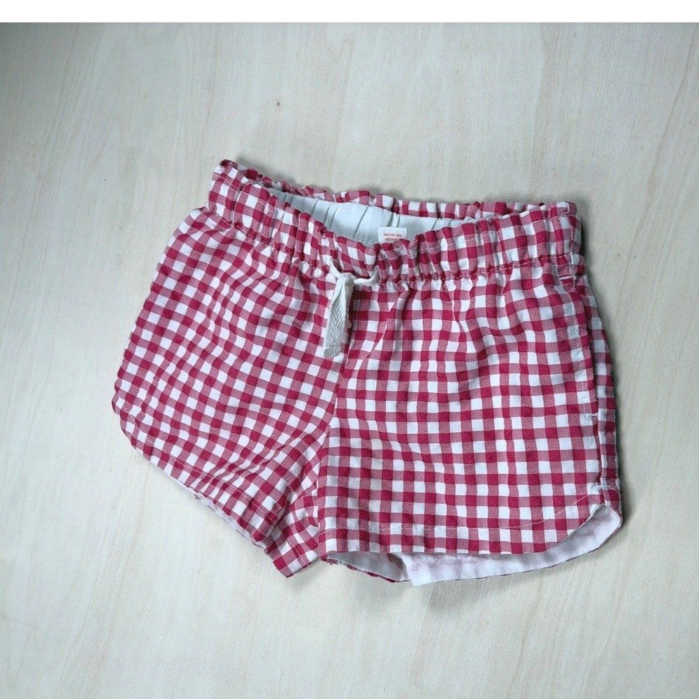 Cat & Jack Girls Red White Gingham Checkered Elastic Waist Shorts Size 4T